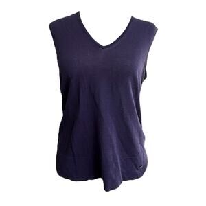 Ferragamo Logo Plaque Knit Blue Purple Tank Top Vet large Sleeveless Blouse